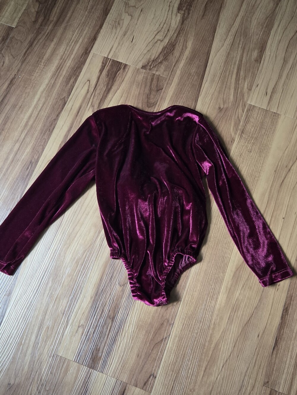 Kids Burgundy Holiday Velvet Long-Sleeve One-Piece Bodysuit 4T EUC